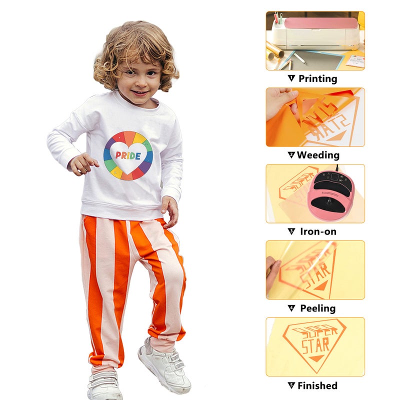 RENLITONG Orange HTV Iron on Vinyl 12Inch by 15ft Roll HTV Heat Transfer Vinyl for T-Shirt HTV Vinyl Rolls for All Cutter Machine - Easy to Cut & Weed for Heat Vinyl Design - Image 2